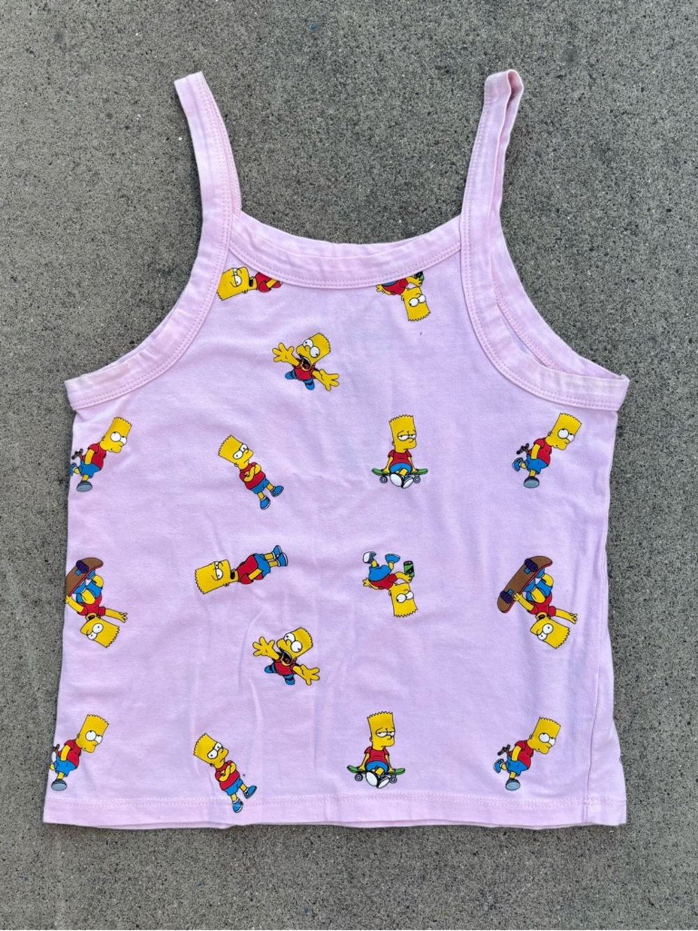 Bart Simpson Skateboard Pink Women’s Tank Top Size Small